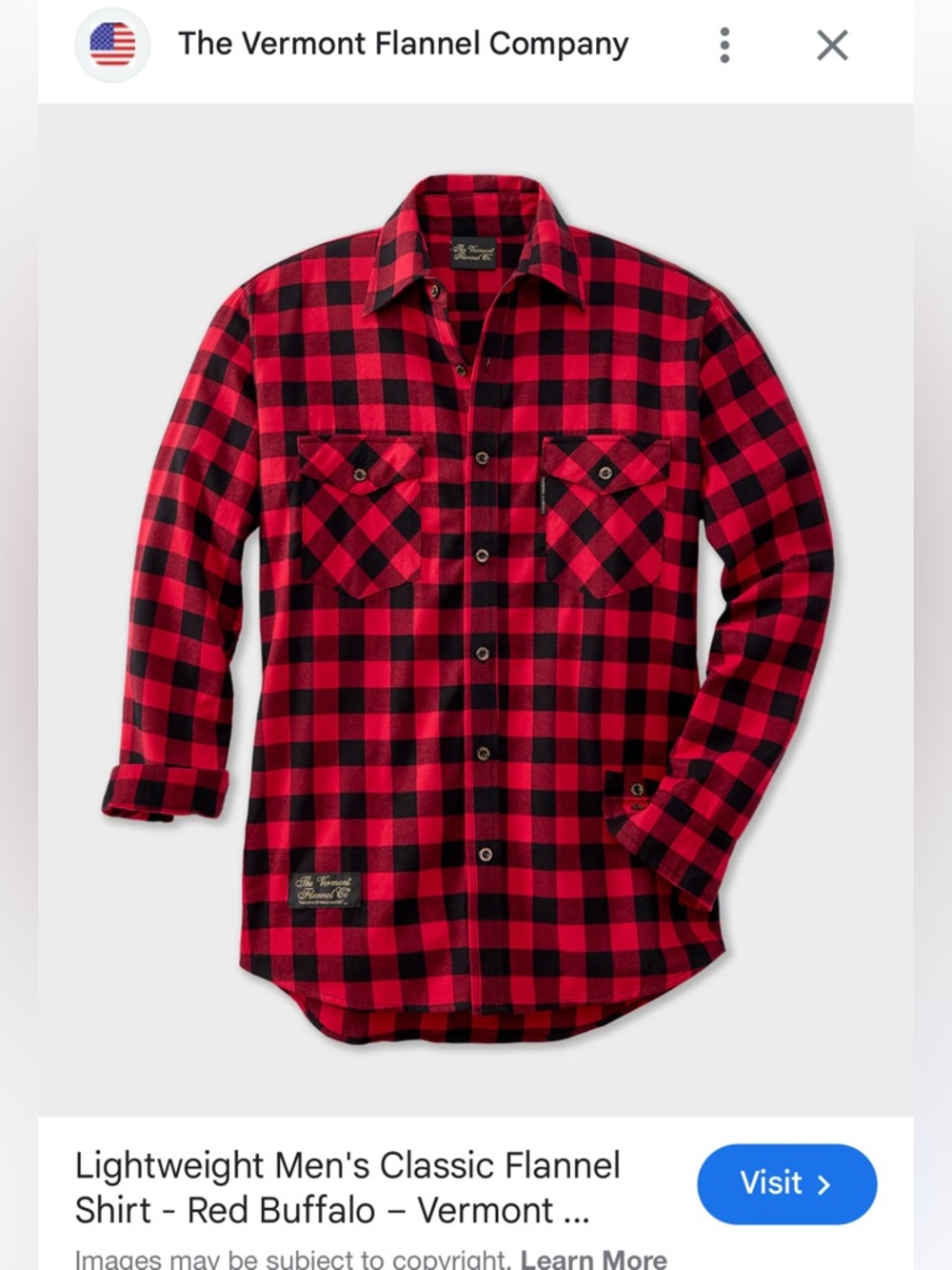 Flannel red buffalo plaid shirt, lumberjack, lightweight,men XL,PTP 26” ,EC